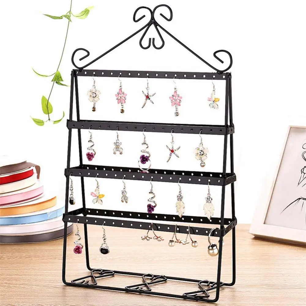 4 Layer Holes Earring Display Rack Double-side Earring Holder Stand Jewelry Display Stand Rack Shelf Jewelry Organizer