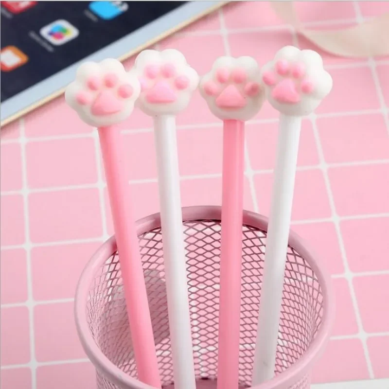 24Pcs creative bear paw silicone head gender-neutral pen, cartoon learning stationery new cat claw pen