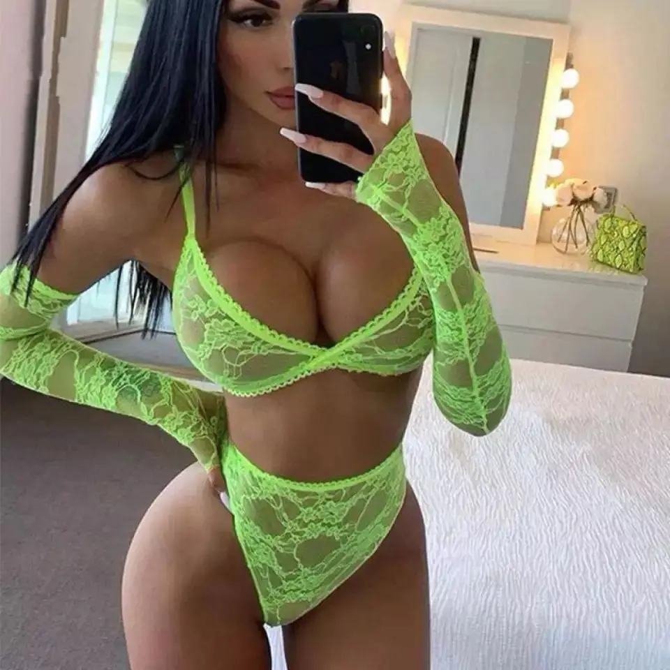 2022 Exotic Costume Women\'s Underwear Suits Erotic Lingerie Mesh Lace Transparent Bra Sexy Babydoll Sexi Erotic Lingerie Set