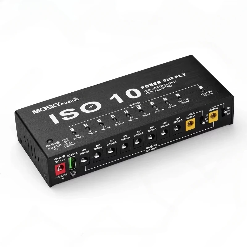 

Станция питания гитарных эффектов ISO-10, 10 изолированных выходов постоянного тока, выход USB 5 В для педали гитарных эффектов 9 В, 12 В, 18 В