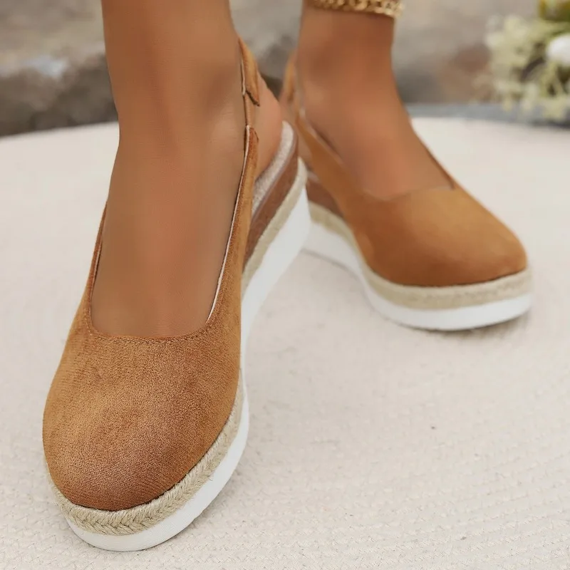 Summer Women Plain Wedge Sandals Bohemian Handmade Ladies Casual Comfortable Espadrilles Platform Pumps Shoes Sandalias De Mujer