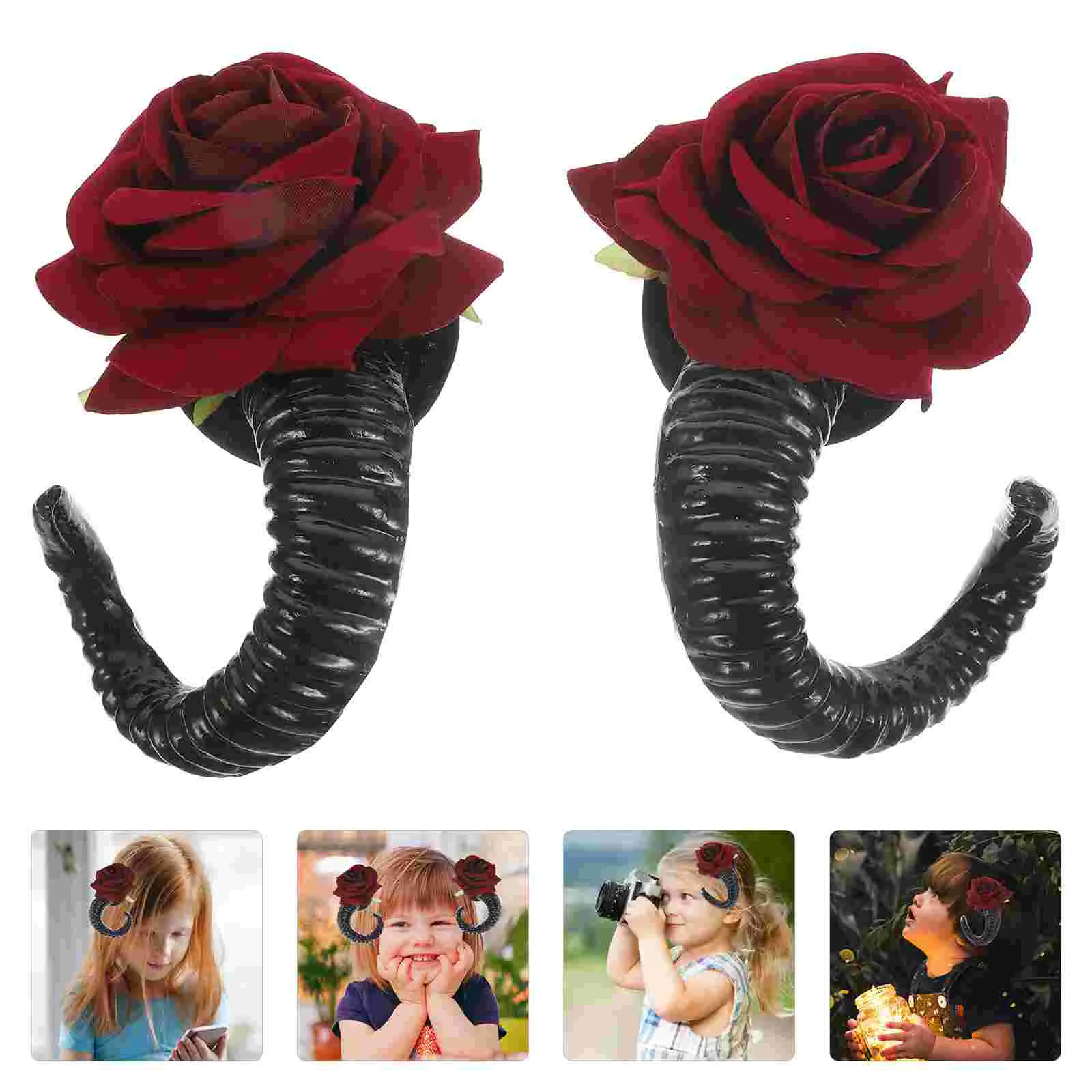 

Hair Barrettes Cosplay Horns Clips Animal Lolita Accessories Rose Halloween Miss