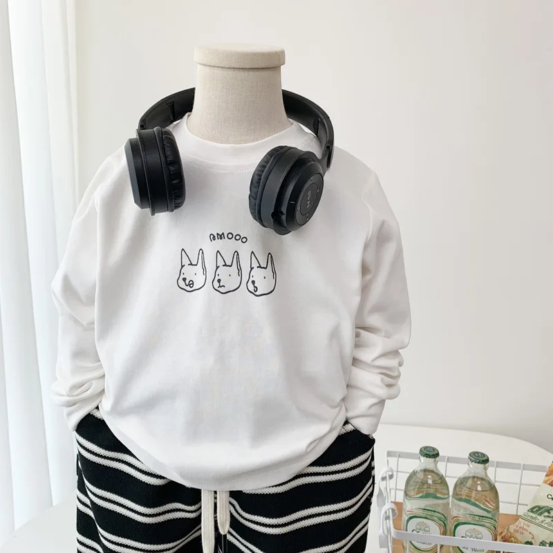

2025 Autumn New Children Long Sleeve T Shirts Boys Girls Cartoon Print Casual Tee Kids Versatile Bottoming Shirts Baby Clothes