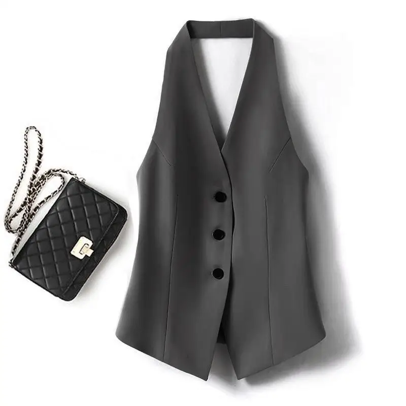 Women's Suit Vest 2026 New Design Niche Temperament Slim Sleeveless Vest Spring Summer V-neck Top Ladies Waistcoat