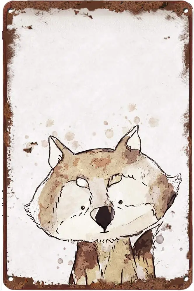 LINQWkk Tin Sign Baby Wolf Funny Metal Sign Retro Wall Decor for Home Cafes Office Store Pubs Club Sign Gift  INC-aluminum