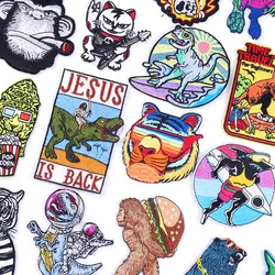 Jesus Is Back Embroidery Iron On Patches For Clothing thermoadhesive patches DIY Clothes Applique Animal Ironing Stickers