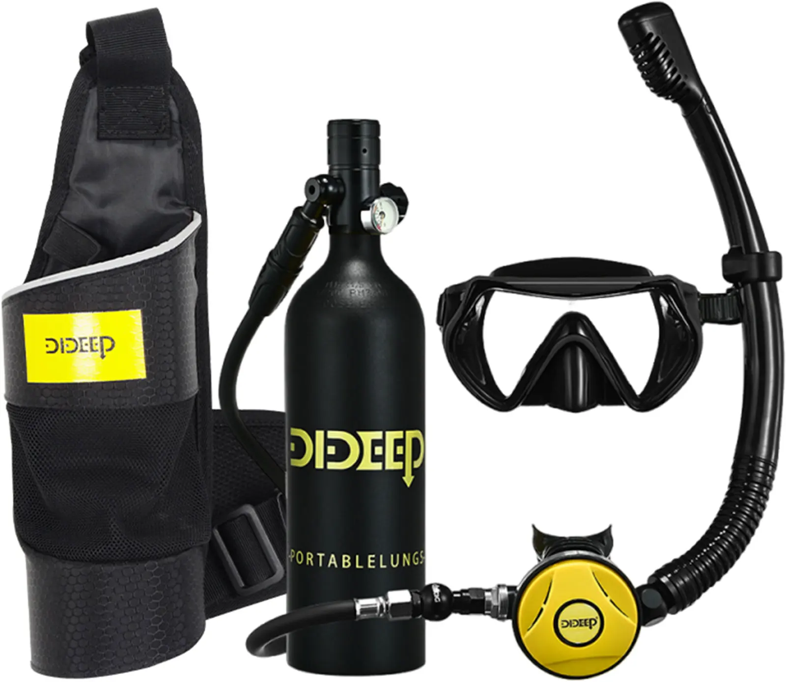 DIDEEP X4000P 1L Mini Tank Dive Scuba, 15-20 Min Underwater Breathing Apparatus, Portable Dive Kit,Up to 10 Meters Water Depth