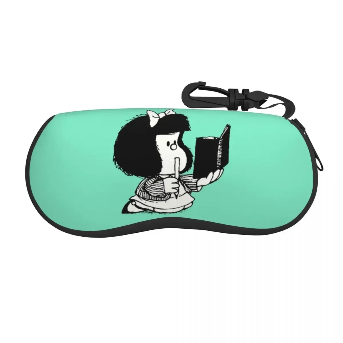 Custom Mafaldas Reading Her Book Shell Glasses Case Unisex Fashion Kawaii Cartoon Manga Eyeglasses Case Sunglasses Protector Box