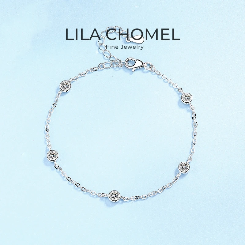

Luxury Birthday Gifts 18K White Gold Women Bracelets 0.5ct Moissanite Diamond Engagement Girl fine Jewelry for Her Daughter Gift