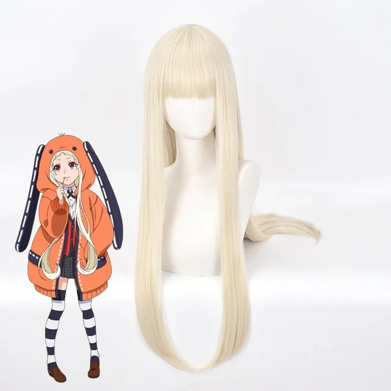 

Yomozuki Runa Anime Wig Bar Dress Up Fashion Headwear 26.7inch Beige Straight Long Hair Anime Kakegurui Role Bangs Headgear