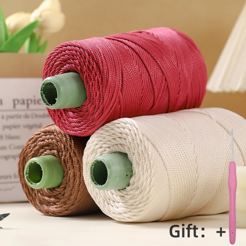 

250g 3mm Crocheting light weight Rope cool Hollow yarn to crochet Summer Sun Hat Hand Knitting thick threads bag hat Cushion