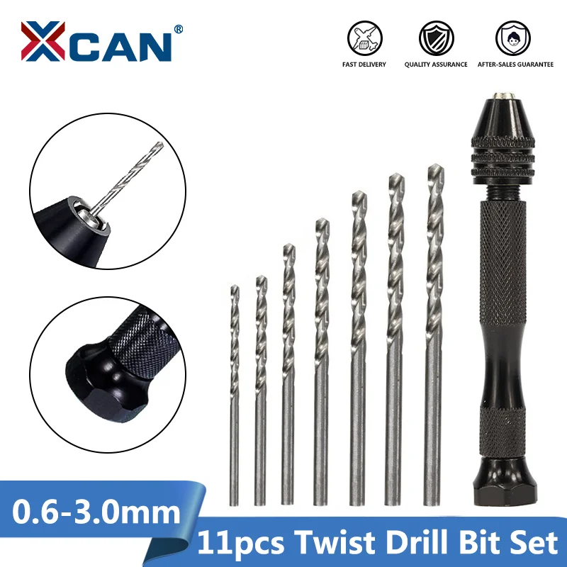 

XCAN Mini Micro Aluminum Hand Drill With Keyless Chuck HSS Steel Twist Drill Bit Woodworking Drilling Rotary Tools Hand Drill