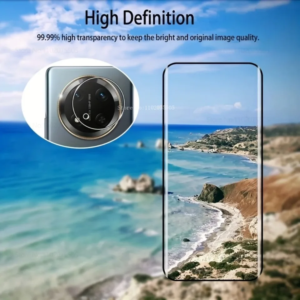 2 Paquetes Vidrio Templado Ultra HD Borde Negro + 2 Paquetes Protector de Cámara para Honor Magic 7 Pro 7 Lite Magic 5 Pro 6 RSR 6 Pro 4 Ultimate 6