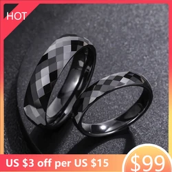 Kolmnsta 4/6mm Black Ceramic Ring For Woman Man Pink Hand Cut Top Quality Jewelry Without Scratches Women Rings Allergy Free