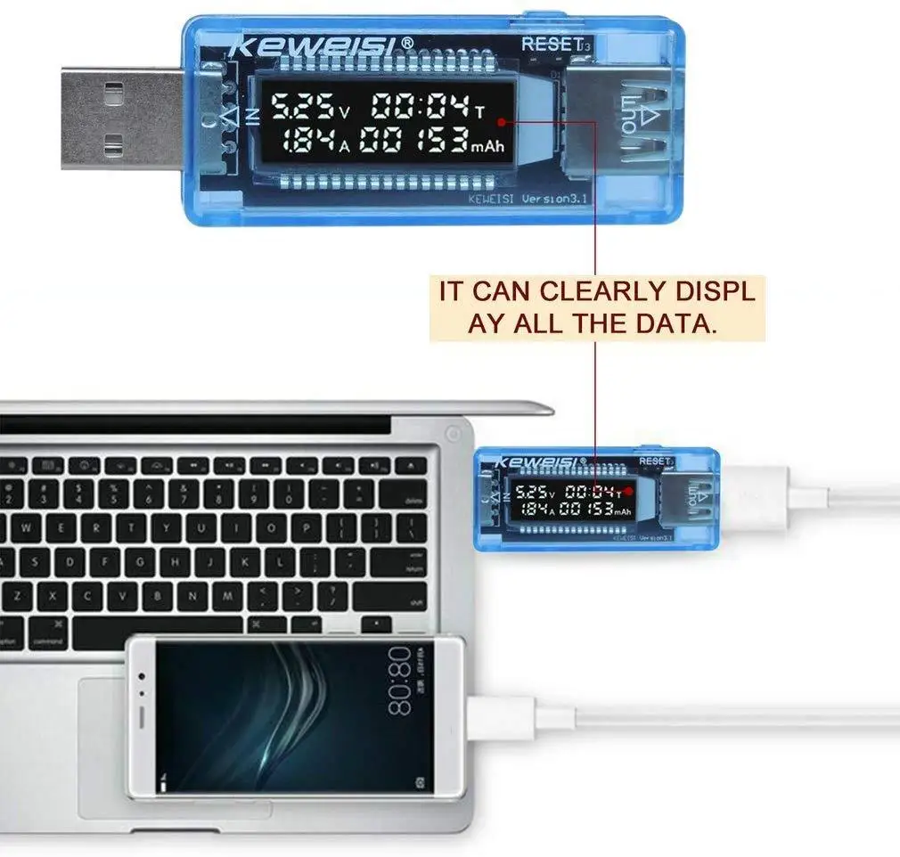 Imagem -05 - Usb Atual Tensão Capacidade Testador Mobile Power Detector Tensão Detectar Carregador Medidor Bateria Teste