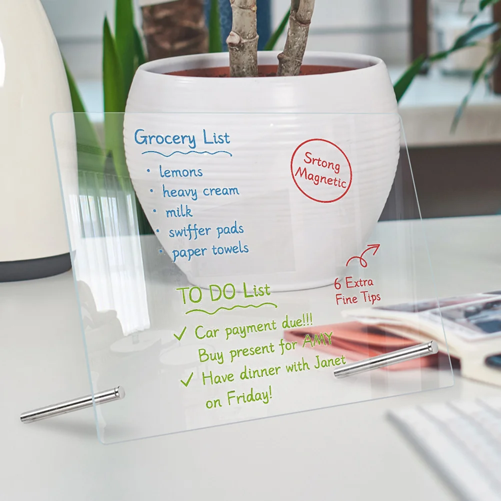 Erasers Clear Dry Board Desk Whiteboard Office Acrylic Writing Memo with Pen Notification Transparent Work