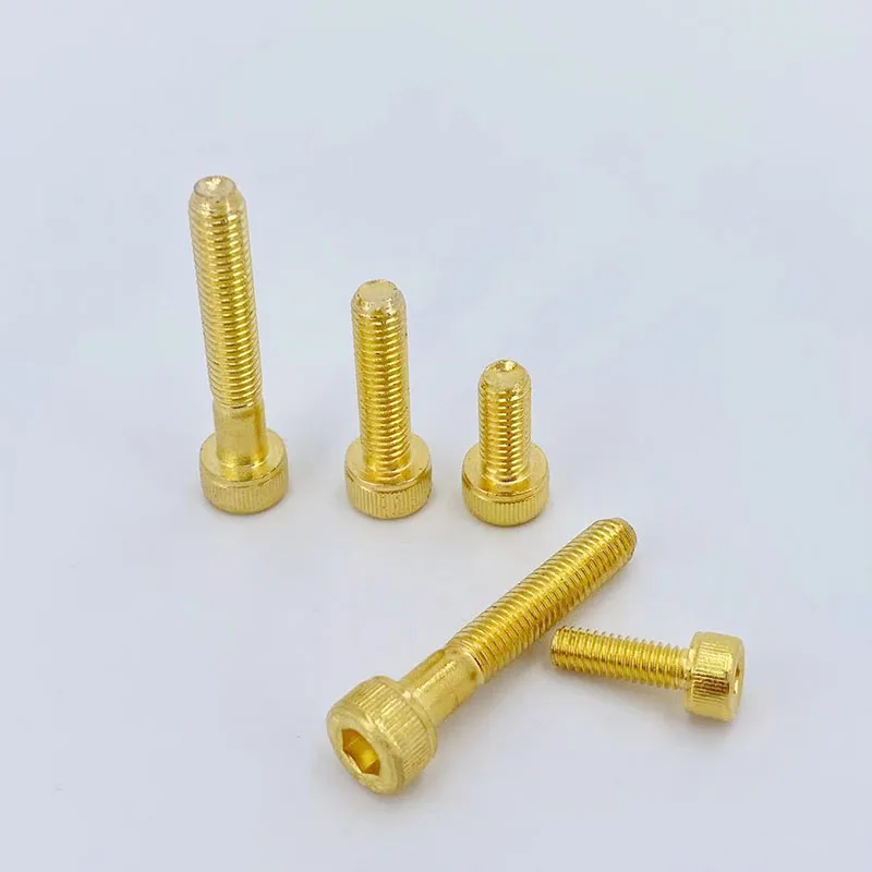 20pcs M2 M2.5 M3 M4 M5 Allen Screw Hex Socket Knurled Cap Cup Head Screw Titanium Gold Plated Bolts Length 4-55mm