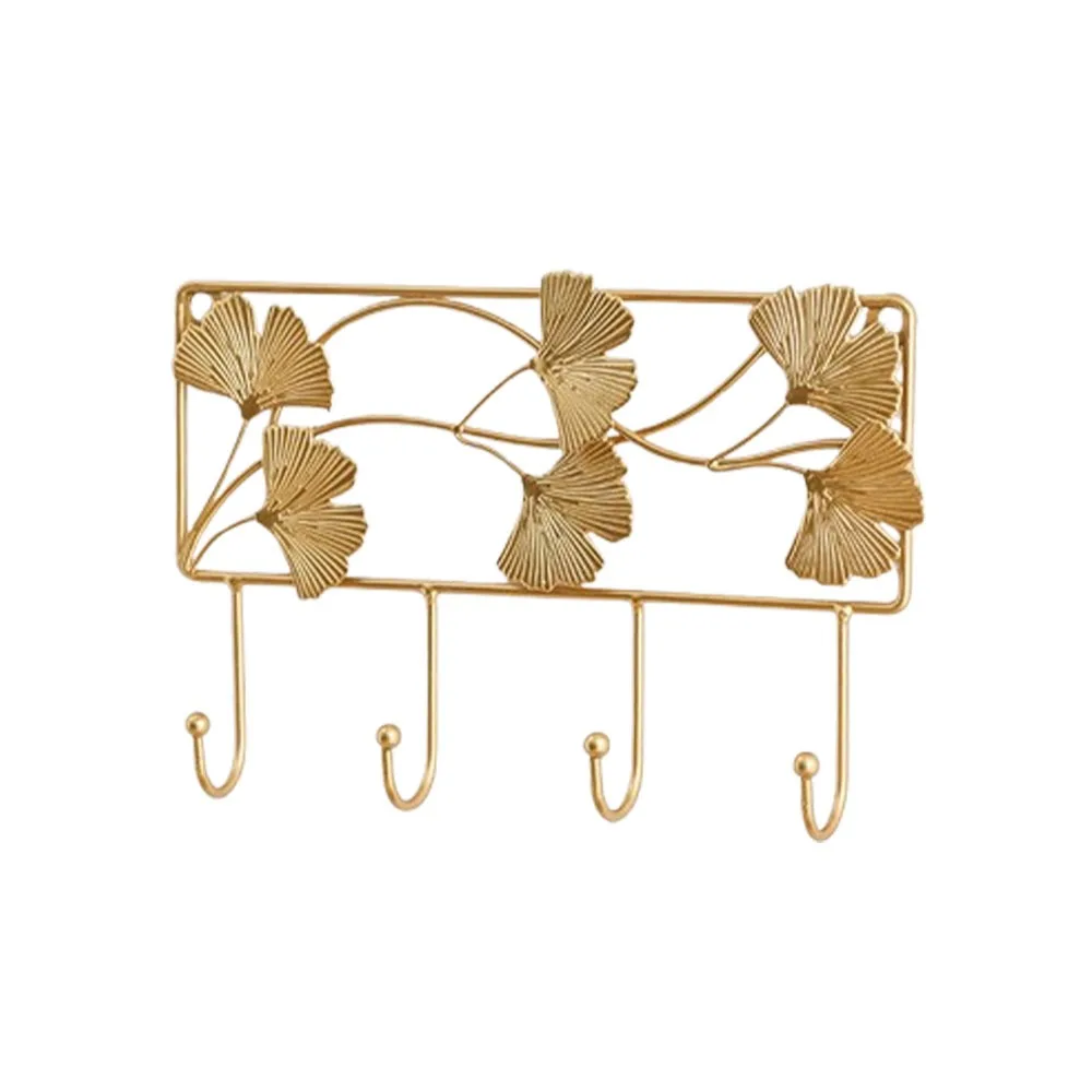 

Multipurpose Ginkgo Leaf Metal Coat Hooks Iron Art Golden Coat Hanger Heavy Duty Nordic Style Key Holder Home Storage