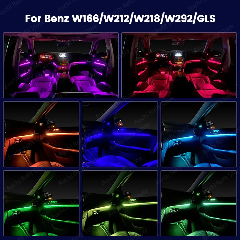 Ambient Light Cable Original 3 Colors Upgrade 12/64 Colors For Mercedes Benz W166 W212 W218 W292 W221 GLE Car Decorate LED Lamp