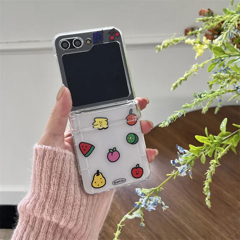 Cartoon Fruits Phone Case for Samsung Galaxy Z Flip 6 5 4 3 Protective Back Cover for ZFlip4 ZFlip5 ZFlip6 Case Shell