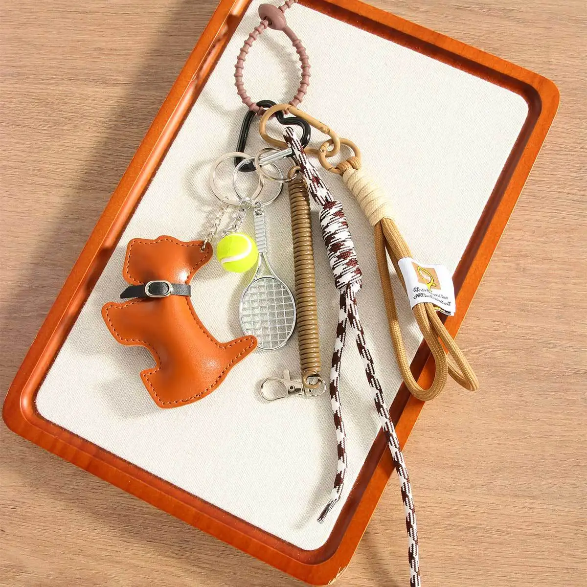 trendy puppy Hand woven rope Key Chain NEW baseball Spring rope Backpack pendant