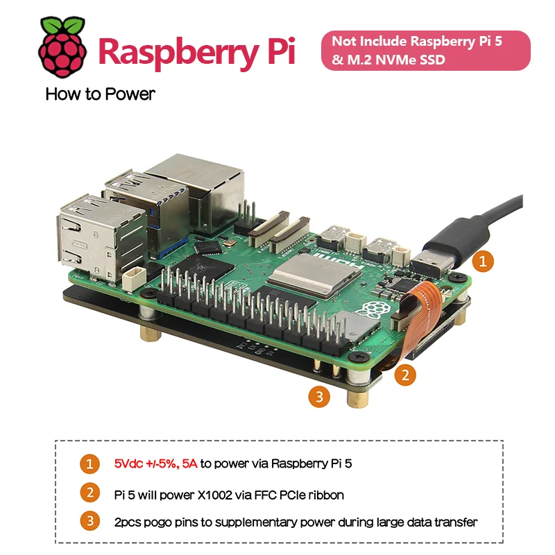 Imagem -04 - Geekworm Key Bottom para Raspberry pi X1002 Pcie M.2 Nvme Ssd 2280 m