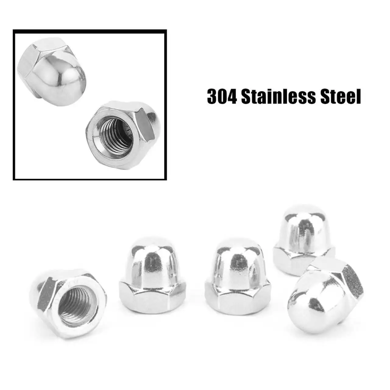 304 Stainless Steel Hex Cap Nut Domed Nuts For Decrotive M3 M4 M5 M6 M8 M10 M12 M14 M16 For Standing Finish rivet nuts