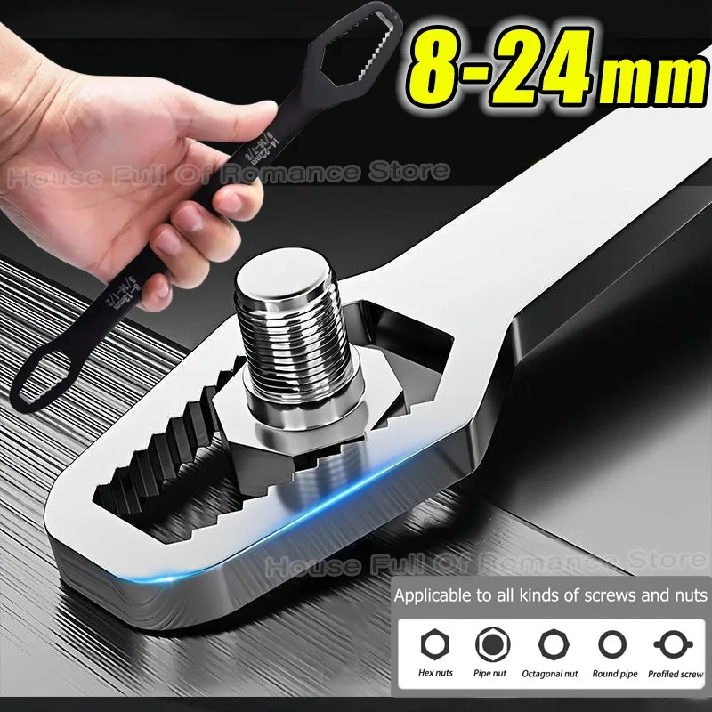 

8-24mm Universal Wrench Self-tightening Adjustable Glasses Wrenches Board Double-head Spanner Hand Tools for Factory