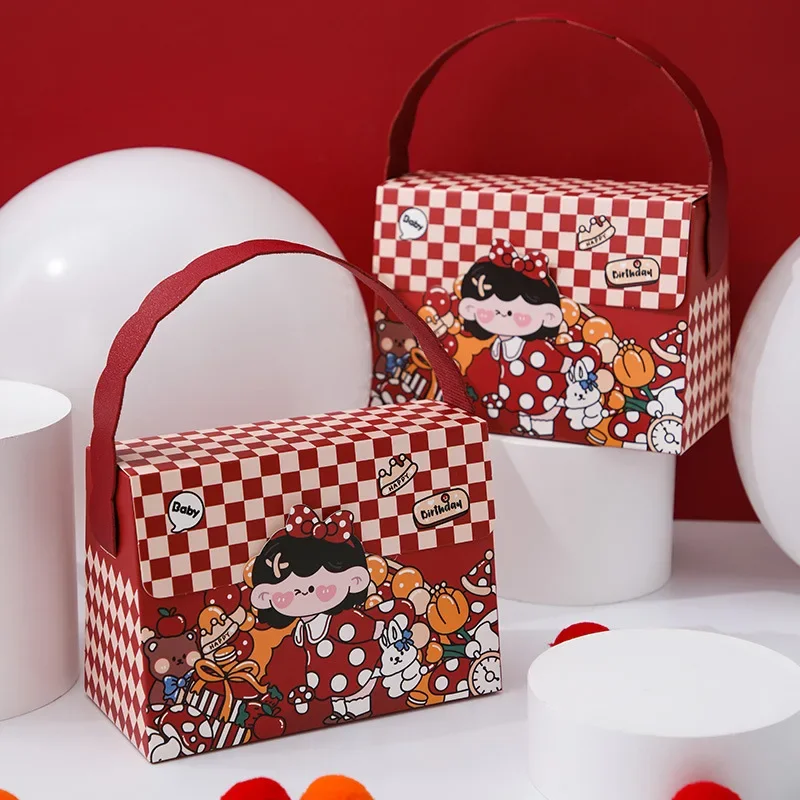 

Portable Birthday Baby Shower Party Favor Candy Box Christening Boy Girl Pattern Gift Packaging Bags Party Souvenirs Decoration