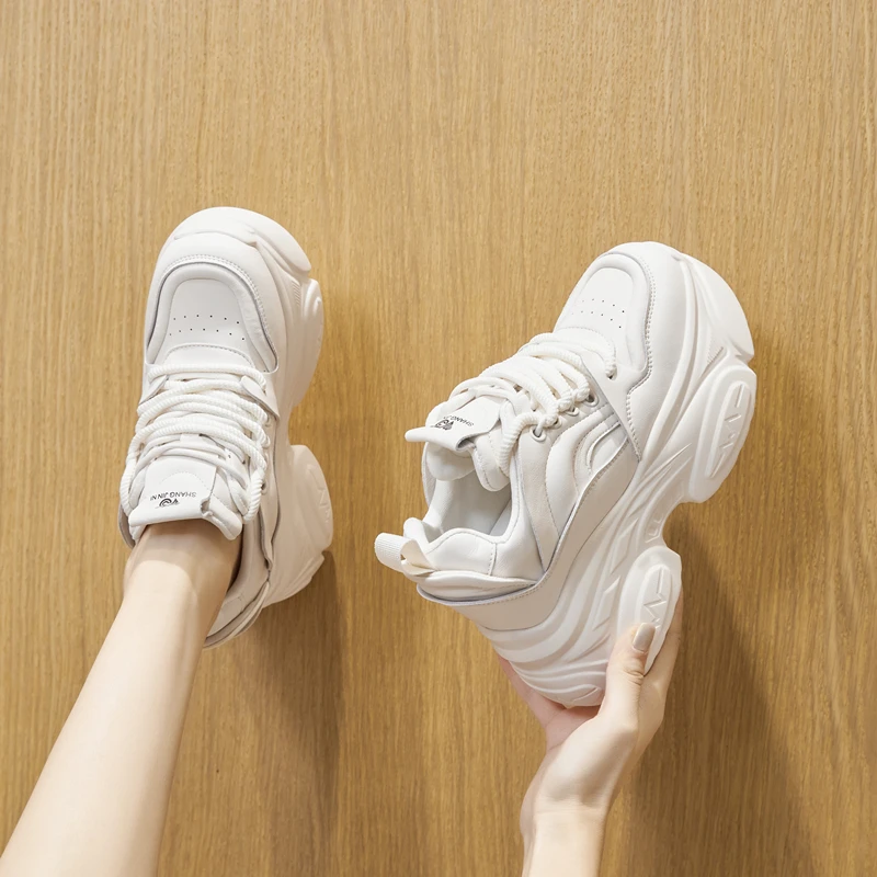 

Гонконгские модные брендовые кроссовки на платформе из натуральной кожи с подкладкой Thi Bot, женские утягивающие кроссовки на осень-зиму, новые Sle Spor...