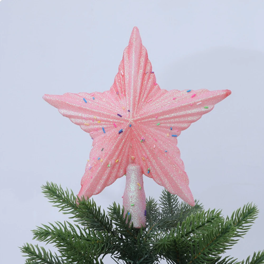 شجرة عيد الميلاد توبر الوردي شجرة عيد الميلاد نجمة شجرة عيد الميلاد زخرفة ملونة لحفلة عيد الميلاد الديكور الداخلي للمنزل