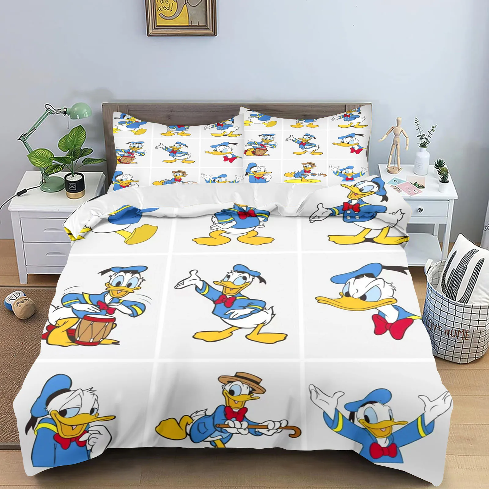 Poszwa na kołdrę Mickey Donald Duck, kołdra z kreskówek, uroczy nadruk, oddychająca w domu, pościel dziecięca, wykonana na zamówienie, zestaw różnych rozmiarów