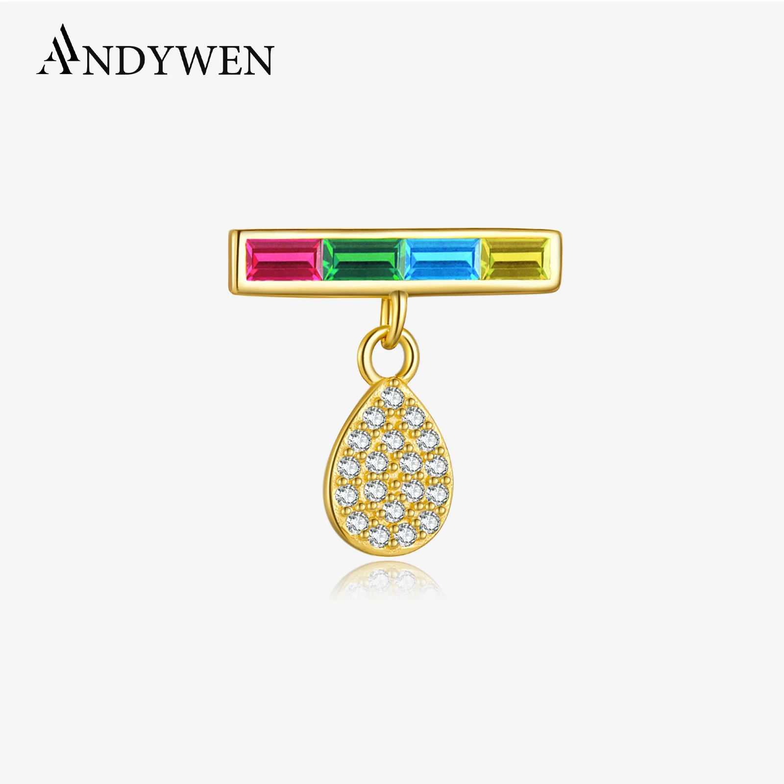 

ANDYWEN женские серьги-гвоздики из стерлингового серебра 925 пробы с прозрачным цирконом, 1 шт., новинка 2025 года, модные ювелирные изделия