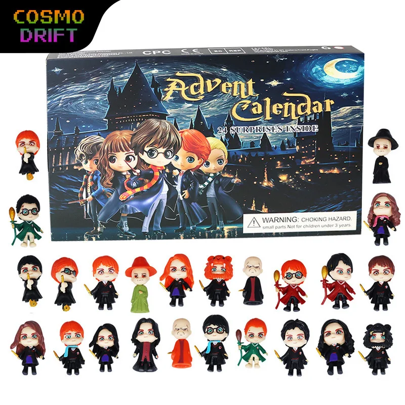 Calendario de Adviento de Navidad 24 días Harry Potter Caja ciega sorpresa Figuras de anime Juego de juguetes Cuenta regresiva navideña Regalo para fanáticos de los niños