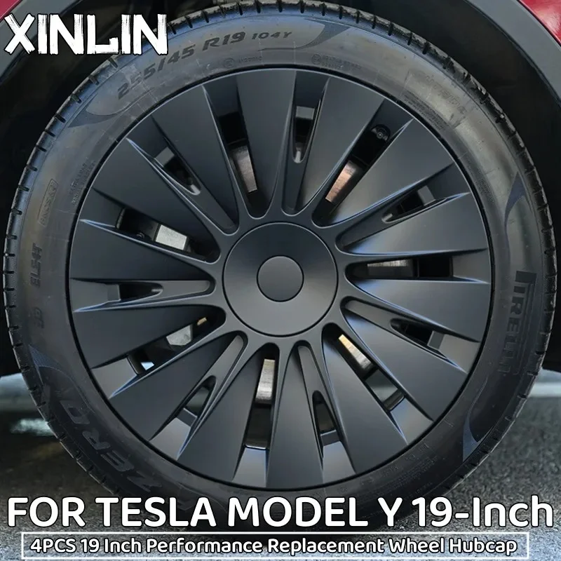 

4PCS HubCap 19 Inch Wheel Caps Automobile Performance Replacement Hub Cap Full Rim Cover Accessories For Tesla Model Y 2020-2024