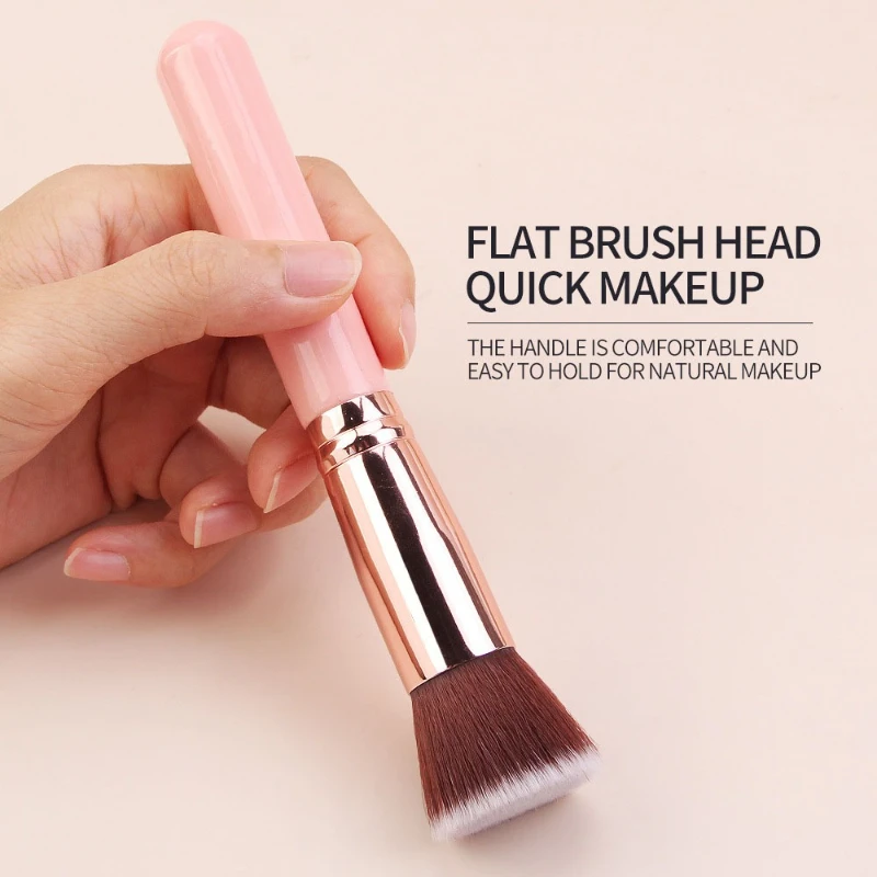 Nouveau pinceau de maquillage pour fond de teint à tête plate, brosse anti-cernes BB, cheveux doux, outil de brosse de maquillage pour le visage avancé sans couture