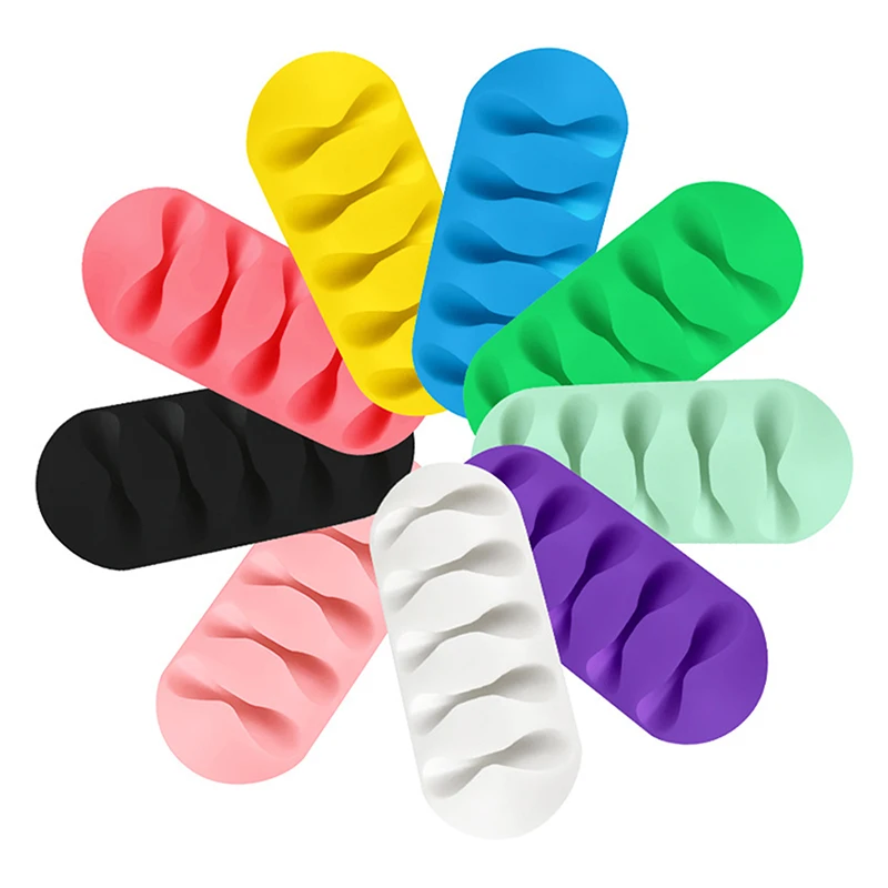 Organizer per cavi in Silicone avvolgicavo dati USB clip per cavi flessibili per la gestione dei cavi organizzatore a scatto autoadesivo supporto per cavo per auto