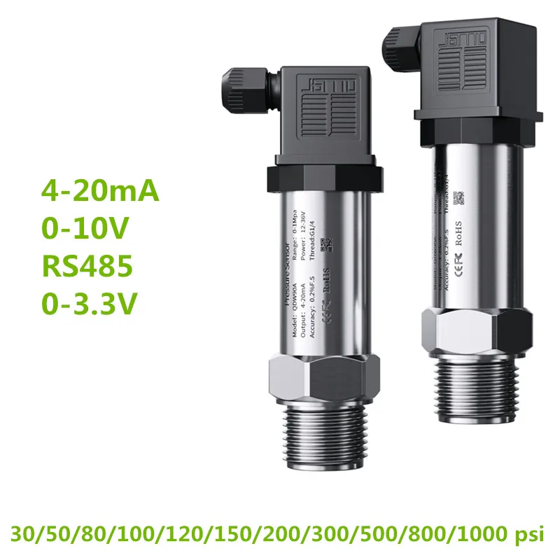 

30/50/100/150/200/300/500/1000psi DC24V G1/4 Pressure Transducer Transmitter Stainless Steel fuel Oil Air Water sensor