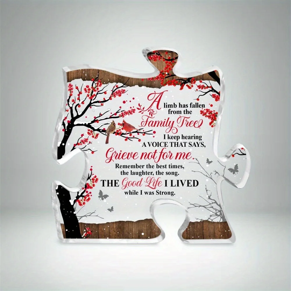 Limb Fallen Memorial, Cardinal Sympathy Gift, Acrylic Condolence Plaque for Family
