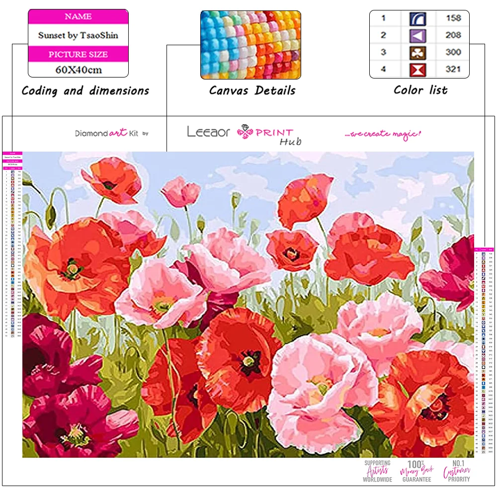 Flower Landscape Diamond Painting Color Oil Painting Full Rhinestone Diamond Mosaic Cross Stitch Kit Home Wall Handmade Decor