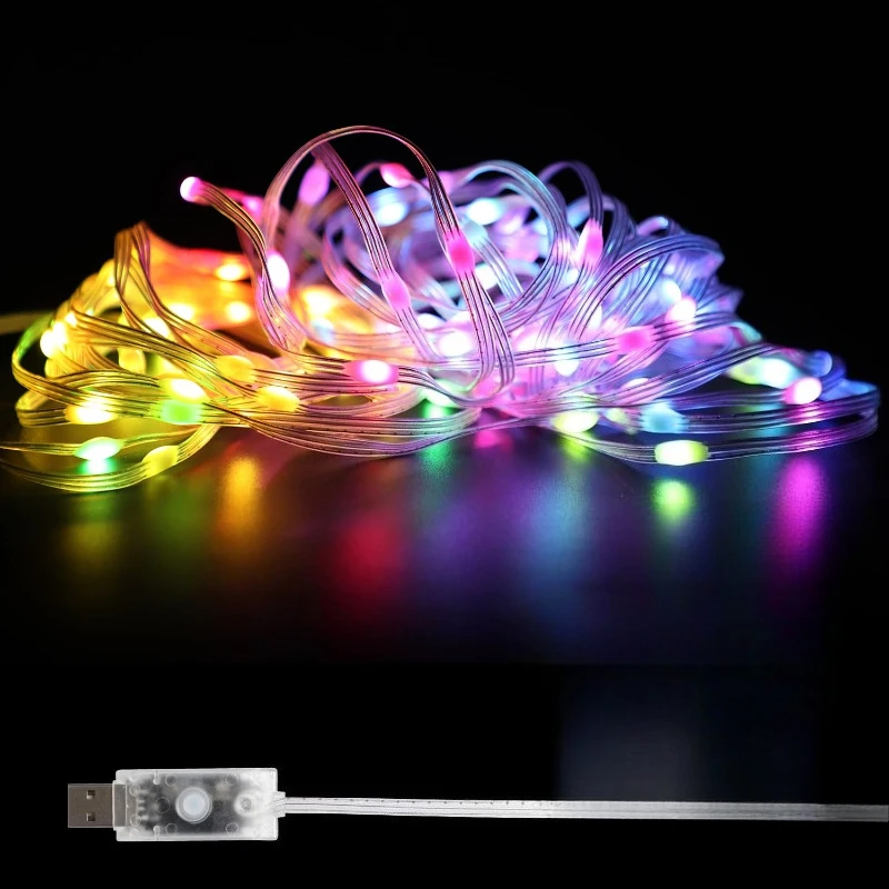 5/10M RGBIC USB LED String Lights, Bluetooth App Control Music Sync DIY Programmable for Party Christmas Decor