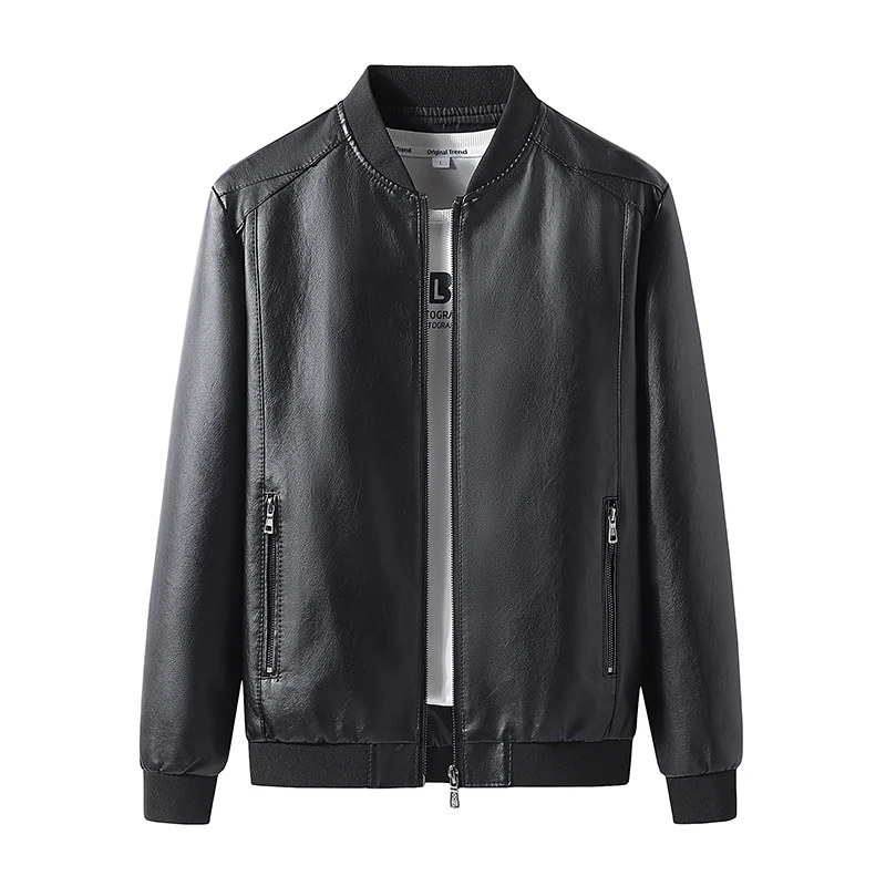 

Men's Leather Jacket Casual Autumn WInter Mens Warm Slim Fit Design Moto Faux Leather Coats Fashion Zipper Leather Jacket Men