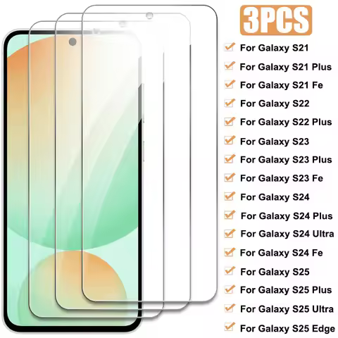 3PCS Full Cover Tempered Glass For Samsung Galaxy S25 S24 Ultra Edge Screen Protector For Samsung S21 S22 S23 Plus S20 Fe Glass