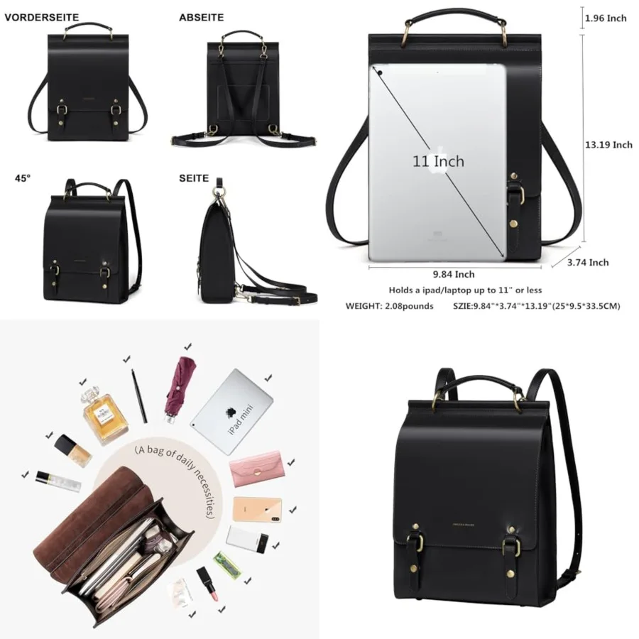 

Leather Backpack Purse For Women Fashion Ladies Vintage Bags Casual College Travel Backpacks Bag