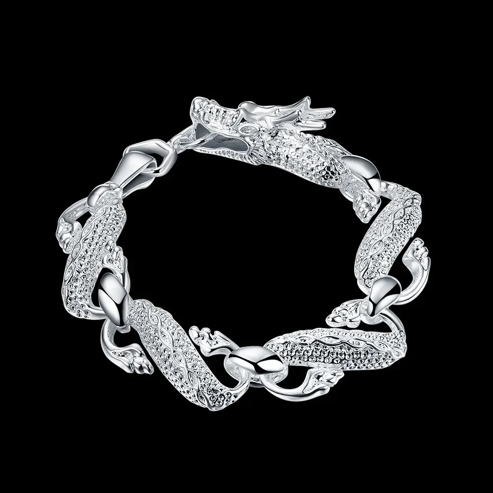 Charm 925 Sterling Silver Noble Bracelets for man Domineering big dragon chain lady Wedding party Christmas Gift fashion Jewelry