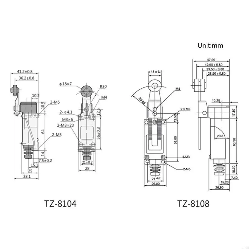 Microinterruptor Mini interruptor límite Vertical 5A 250VAC TZ-8108/8104 interruptor viaje