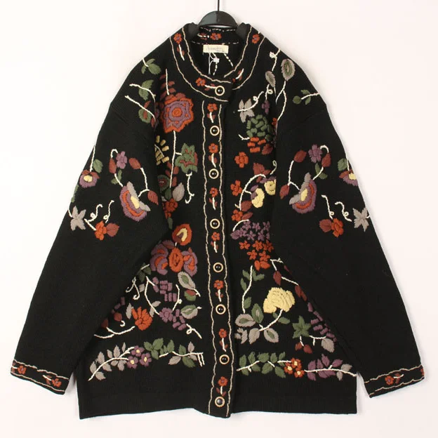 

Sweet Vintage Hooked Flower Woolen Sweater Overhead Coat Japanese Harajuku Style Commute Style Long Sleeve round Neck Coat