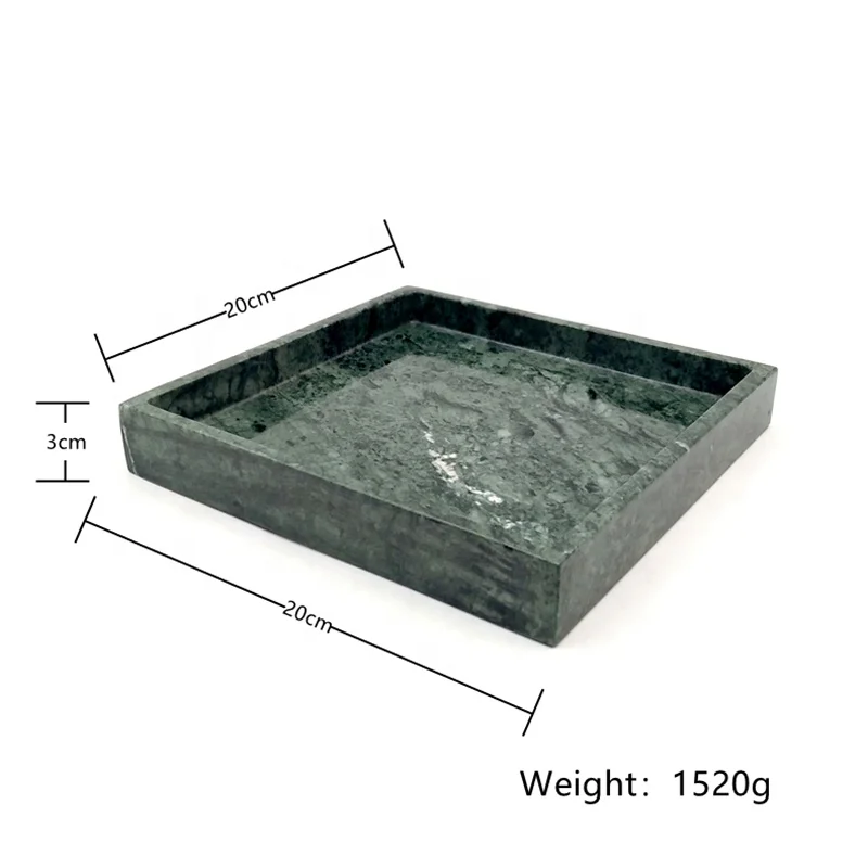 20 Pcs Customized Wholesale New Design Square Shape Green Marble Serving Tray Marble Jewelry Tray