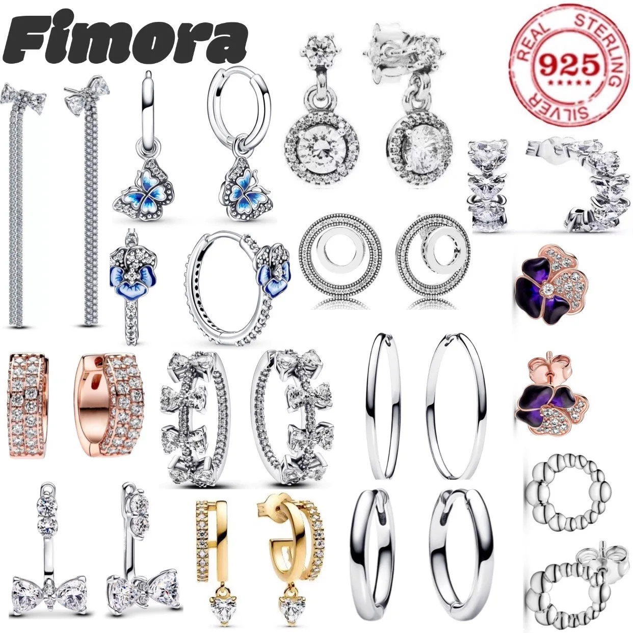 925 sterling silver petal butterfly daisy design exquisite zircon womens earrings daily versatile party fashion jewellery gift