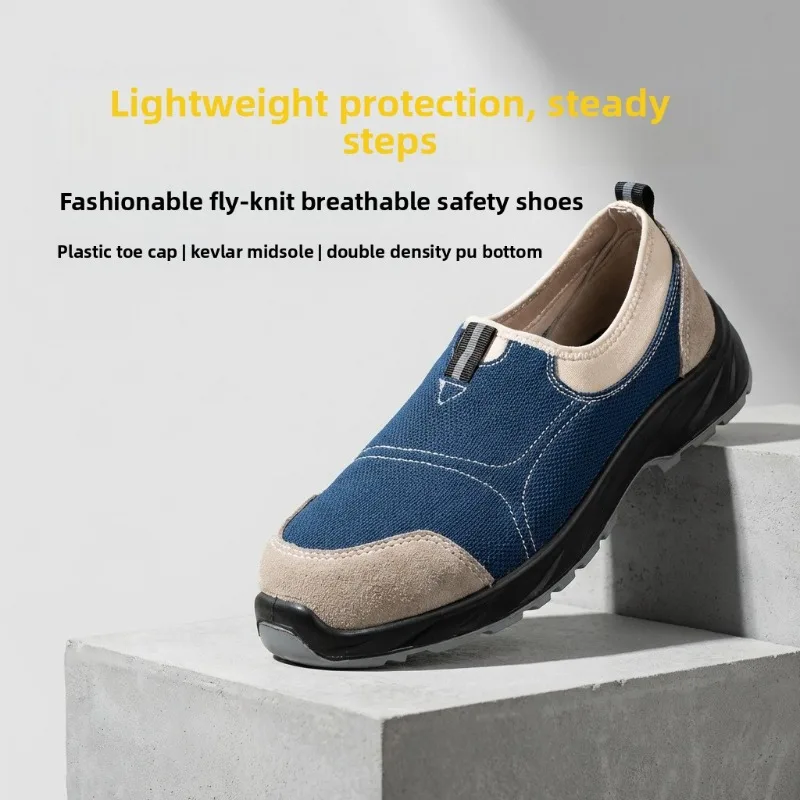 Labor Protection Shoes Plastic Toe Cap Anti Smash Kevlar Anti Puncture Anti Static Breathable Work Safety Shoes Men Women